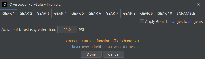 Overboost fail-safe settings